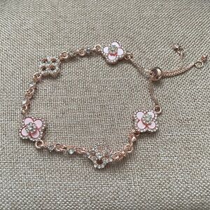 ✨Rose Gold Bling Pink Flower Slider Bracelet✨NEW